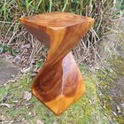Full Twist Side Table/Stool/Solid Acacia Wood/Lamp Table/Plant Stand/Honey 20"