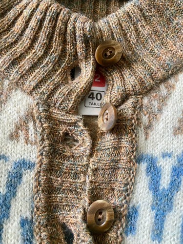 Vintage St Michael cardigan women's 12 medium abstract pattern pure new wool - Picture 9 of 9