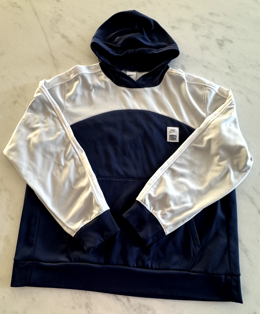Nike Therma-Fit Men's XL Navy White Sweatshirt Hoodie for Ultimate Warmth