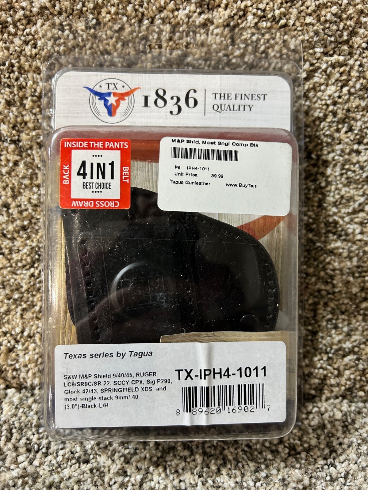 Texas 1836 Holster for 9mm/.40 S&W, Ruger, SCCY, Glock, Etc. - LH - 3