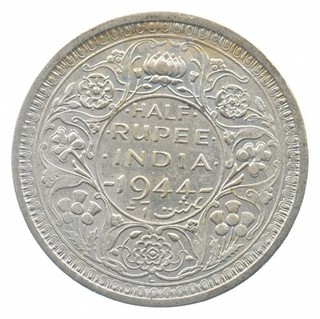 SILVER Quarter Sized 1944 India 1/2 Rupee World Silver Coin 236