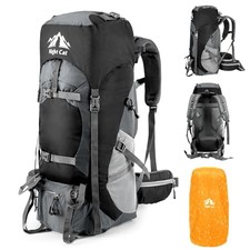 Hiking Backpacks 70L Camping Backpacking Packs for 70L No Internal Frame Black