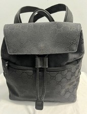 Gucci Black Canvas Logo Backpack