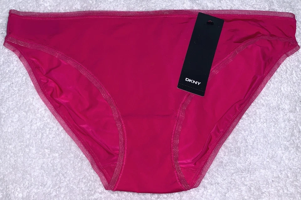 Panty de bikini DKNY Litewear tiro bajo micro malla ribete fucsia para mujer XL 8 DK5002 Foto 2 de 4
