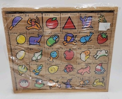 NEW Kumon Hiragana Wooden Building Blocks Japanese English Learning Toy Japan