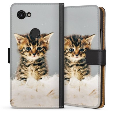 Klapphülle Google Pixel 3a  Handytasche Lederhülle Tasche Feder Haustier Katze