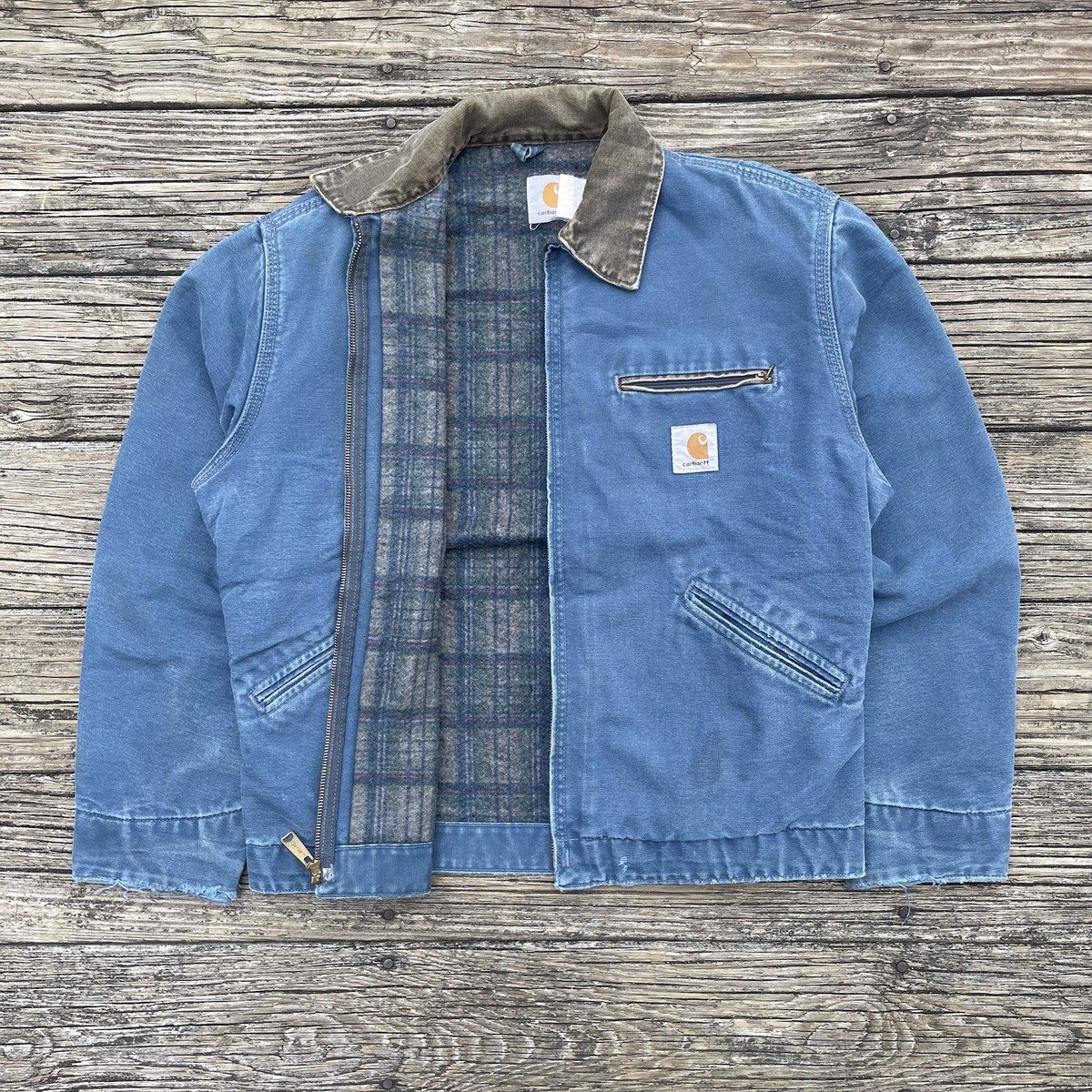 Carhartt デトロイトジャケット JB1215 carbon blue vintage carhartt jb1215 firm duck detroit jacket in carbon