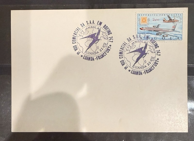 Angola First Day Cover 1972 100th Commercial Flight Of S.A.A. in Boeing 747