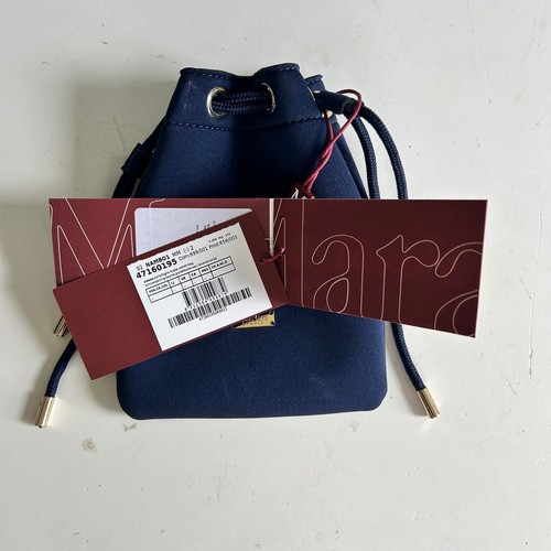 Max Mara Studio Neoprene Drawstring Travel Pouch Blue Beauty Case  NWT - Picture 7 of 9