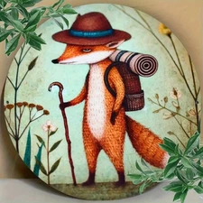 1pc Charming Fox Foil Stencil - 2D Printed Round Wall Art, Aluminum Garden Decor