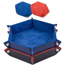 SIQUK 2-Piece Dice Tray - PU Leather Folding Hexagon Dice Holder for RPG, DND &