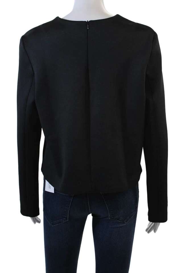 Blusa negra de manga larga con detalle de corte láser Clover Canyon para mujer talla grande Foto 3 de 4