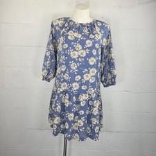 Gap Blue Floral Tieback Cotton Mini Dress Size L