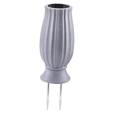 Cemetery Vase for Grave Decorations with Metal Spike Headstones Grey Granite