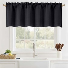 Black Valance for Windows - Thermal Insulated Blackout Short Valance Curtain for
