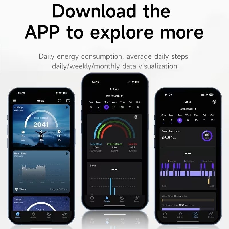 NWT ~ Rosegold Waterproof Smart Ring Display Screen Pedometer Sleep Tracker ~ 12