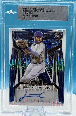 Leaf 2023 Metal Junior Caminero Rookie Pulsar Blue 1/1 Auto Pre-Prod Proof 