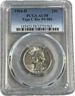 1964 D Washington Silver Quarter PGCS AU58 Type C  Rev FS-901 #27