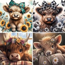 4 Pack Diamond Art Kits for Adults - DIY Cute Animal 5D Full Drill Painting, Hom