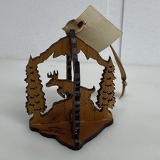 Laser Cut Wood Deer Mini Ornament Christmas American Hardwood Made In USA