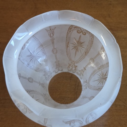Vintage Frosted Etched Design Cut Starburst Glass Lamp Light Shade 2 1/4" Fitter - Picture 15 of 20