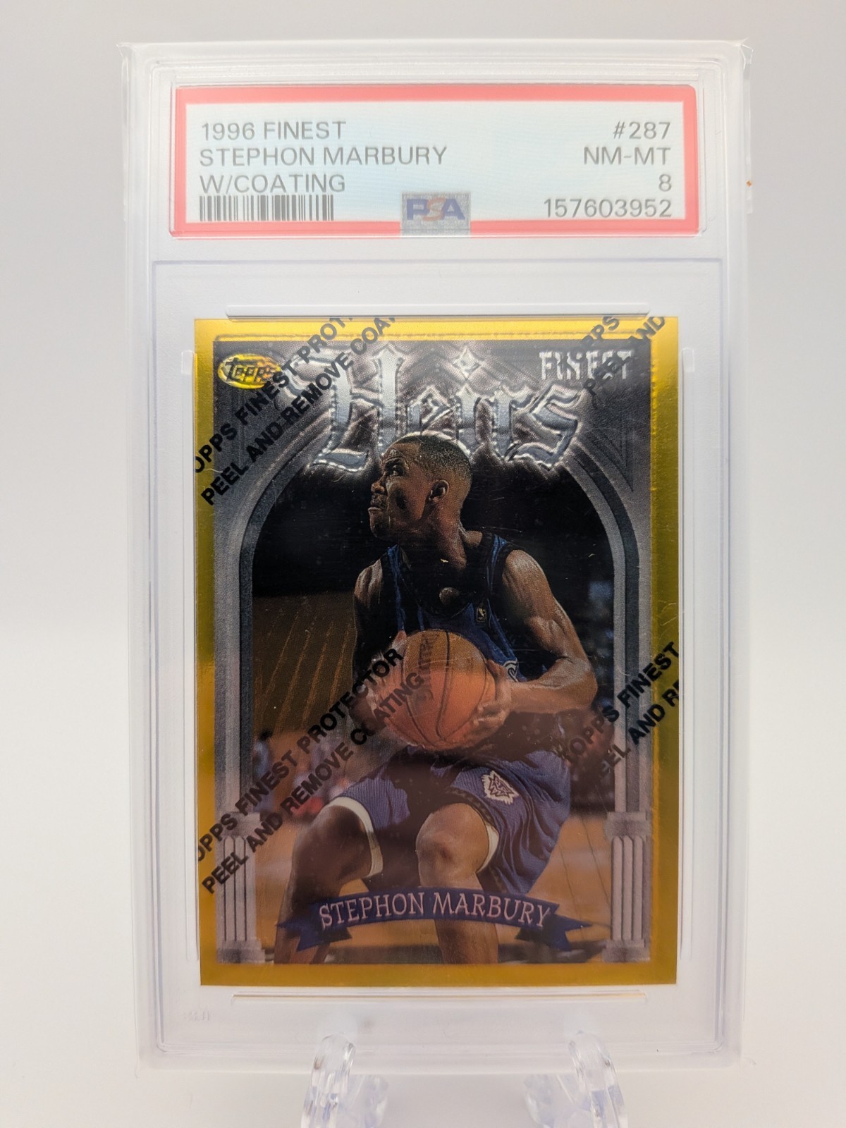 1996-97 Finest GOLD (Rare) Stephon Marbury Rookie PSA 8 With Coating