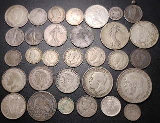 31 World Silver Coins (2.88 Troy Oz ASW Great Britain France etc.)