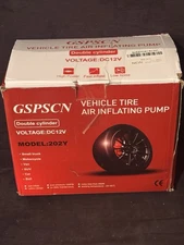 GSPSCN Silver Dual Cylinder 12V Air Compressor Pump for Car, Heavy Duty Portable