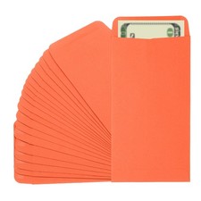 Money Envelope, 25 Pcs 6.5" x 3.5" Cash Holder for Checks Coins, Orange
