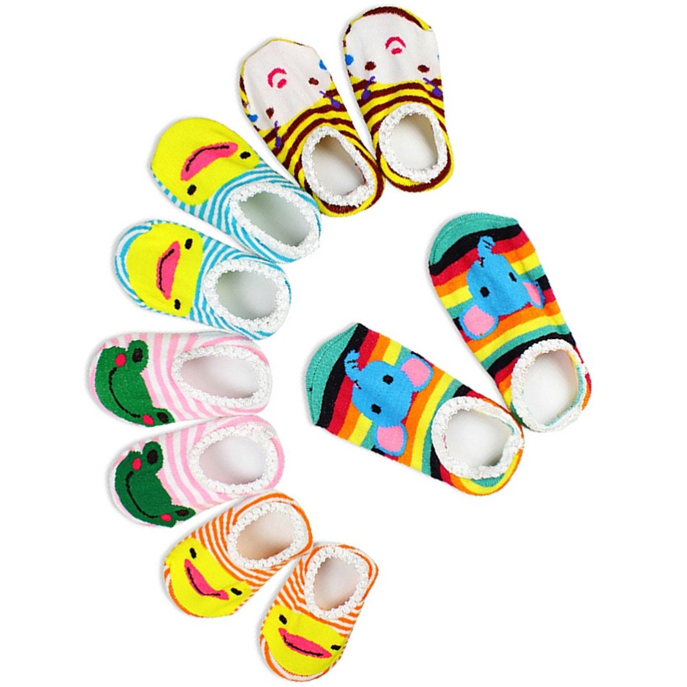 SAOLA 10 Paia Calze Antiscivolo Bambino Suola in Gomma Modello Cartoni Animati Caviglia Bassa