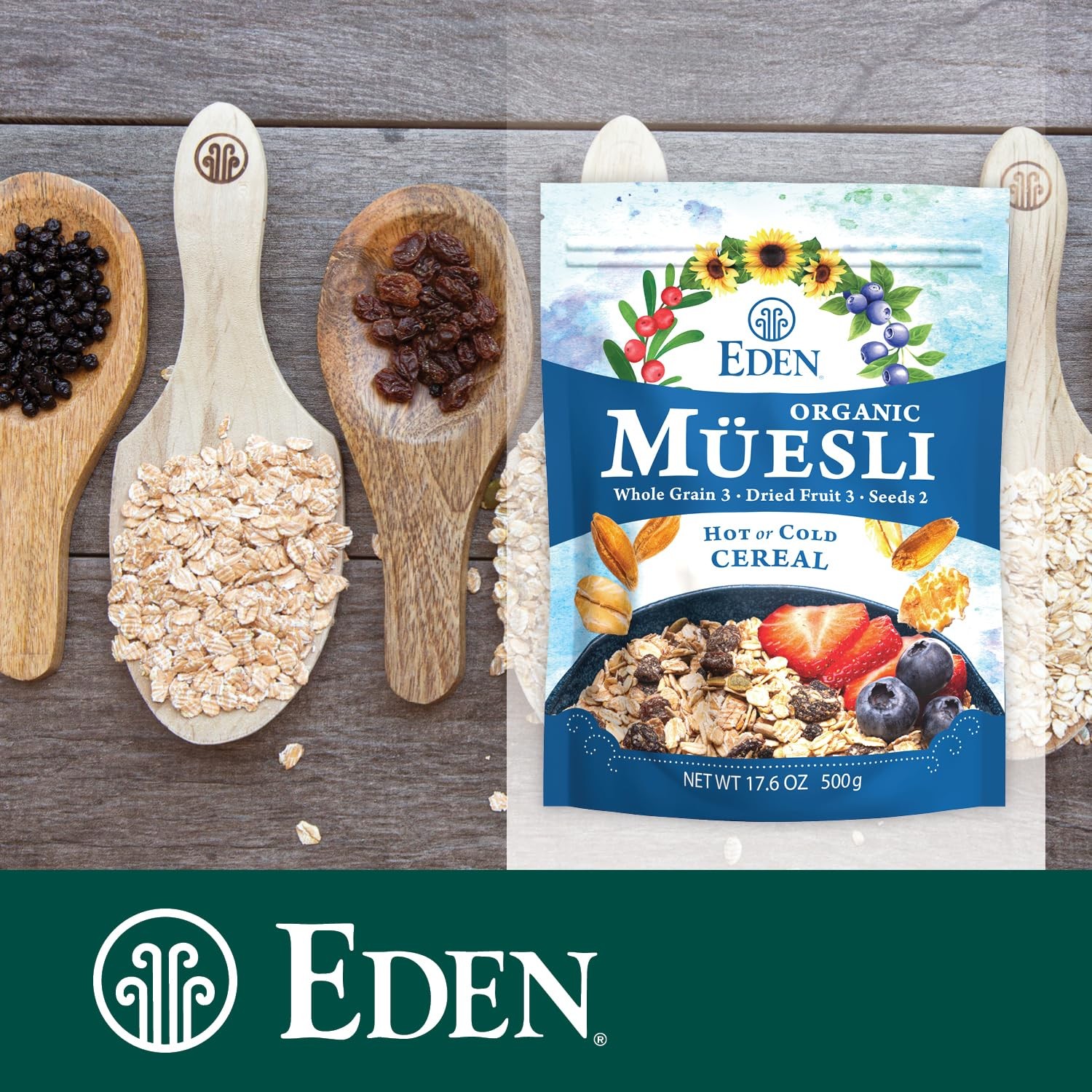 Eden Organic Muesli Cereal, Eat Hot or Cold, Oat, Rye, 17.6 Ounce (Pack of 1) 