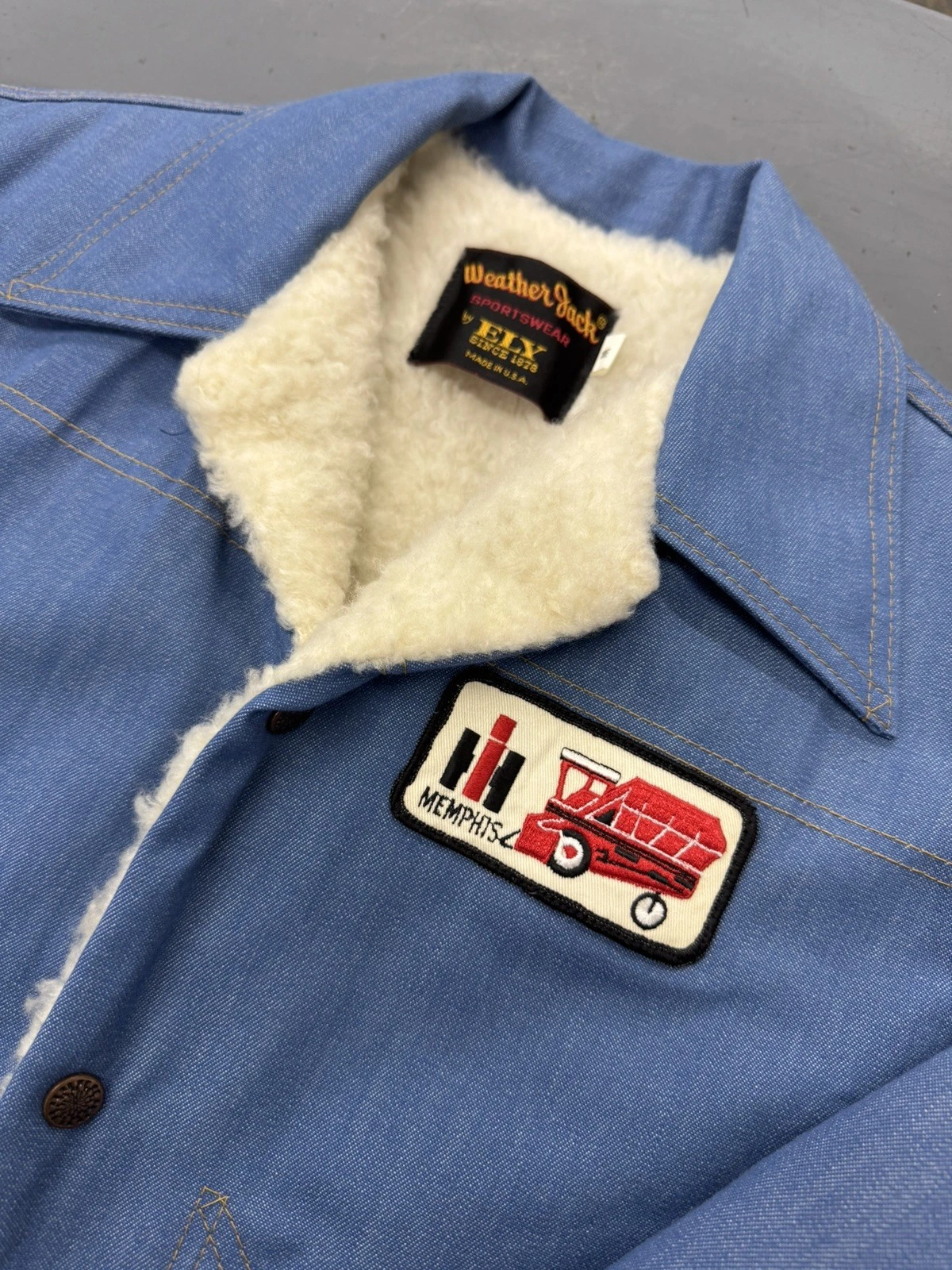 VTG 60s 70s Ely Walker DENIM Jacket Men's ADULT M. Sherpa Lined!