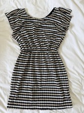 2000s style Jodi Kristopher Striped Fit & Flare Dress Scoop Neck vintage size M