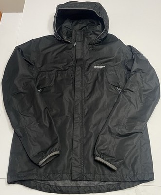 DIDRIKSONS 1913 Sweden 100% Waterproof Men Medium Black Jacket Raincoat Hood Zip
