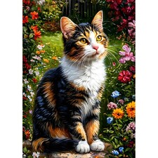 Colourful Cat Diamond Painting Kits for Beginners Adults,5D DIY Flowers Diamo...