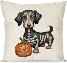 Black Cat Dog Funny Throw Pillow Covers 18X18-Inch Home Bedding Sofa Bedroom Dec