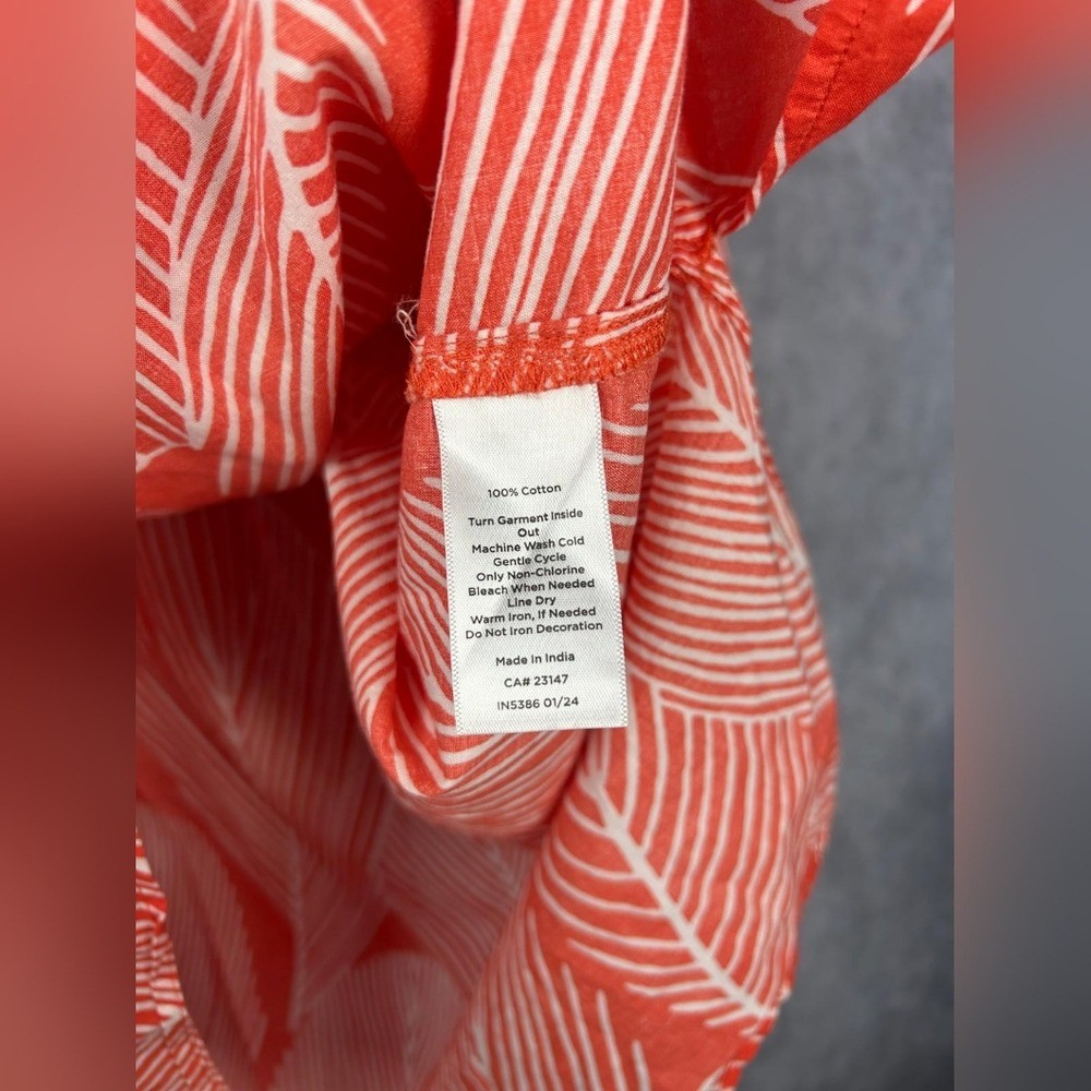 Talbots Gorgeous Orange White Leaf Pattern Shell … - image 12