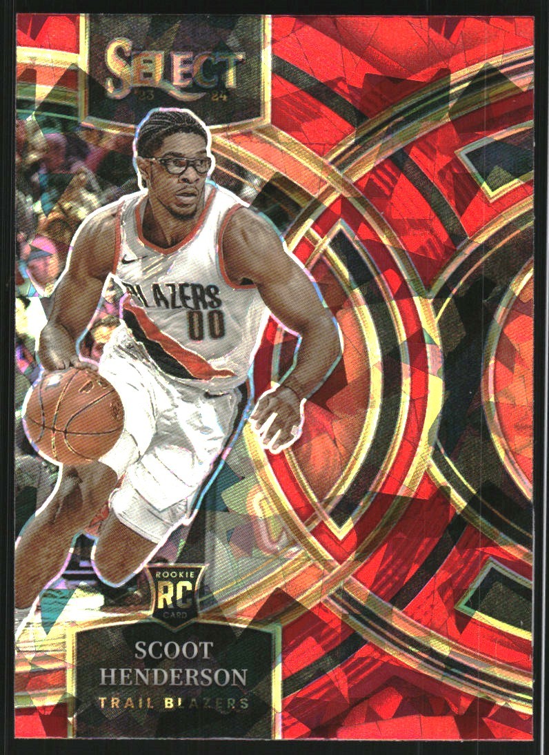 2023-24 Select Prizms Red Cracked Ice #129 Scoot Henderson