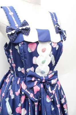 Angelic Pretty JSK ネイビー キャンディ柄 ロリィタ Angelic Pretty Candy Ornament Jumper Skirt JSK Navy Sweet Lolita