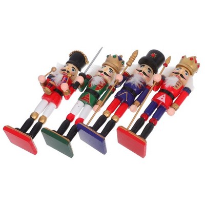 4 PCS Festlicher Schmuck Tisch-nussknacker-statue Nussknacker- Aus Holz