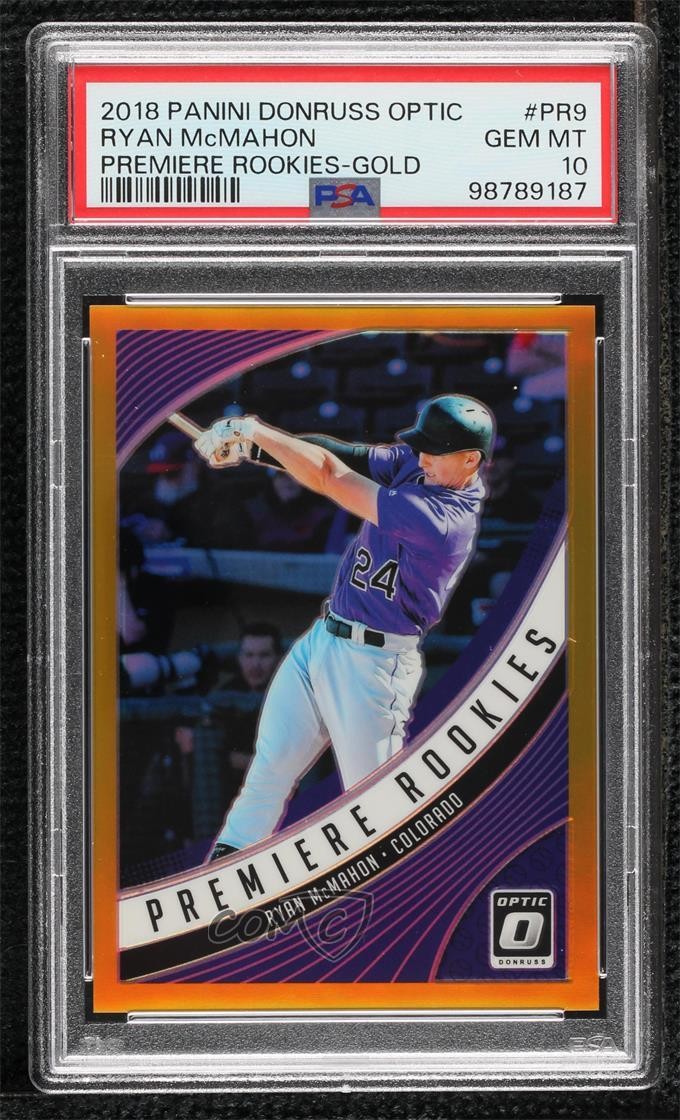 2018 Donruss Optic Premiere Rookies Gold Prizm 1/10 Ryan McMahon #PR9 PSA 10 ez6