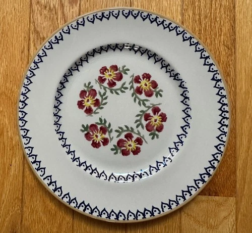 Vintage NICHOLAS MOSSE 8 9/16" plate OLD ROSE, rare size AND with SIX flowers