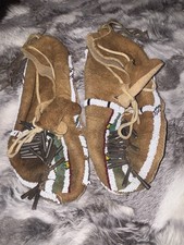 Vintage Native American Beaded Leather Moccasins