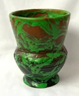 Vintage 1930's Weller Art Pottery Greora Arts & Crafts 5" Green Brown Vase #1