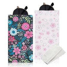 PCS Soft Sunglasses Eyeglass Case, Cute PU Leather 2 Pink Sakura flower