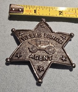 Vintage Wells Fargo Agent Star Pin Badge Stagecoach Silver Tone