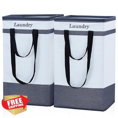 FairyHaus Black 100L Laundry Basket Hamper 2 Pack