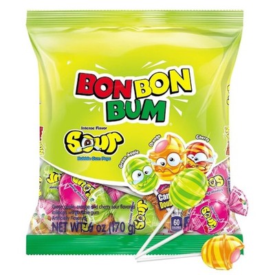 Bon Bon Bum   Fruity Lollipop with Bubble Gum center   Perfect for Parties and S