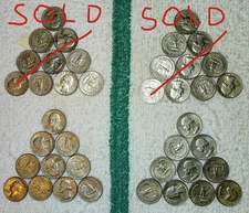 10x Washington Quarters 1964 . . 90% Silver @ BELOW MELT*