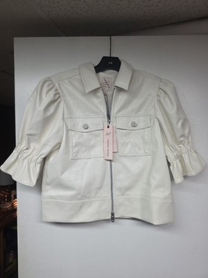 5a7 Cinq à Sept Holly Cropped Vegan Leather Jacket. Size XS,